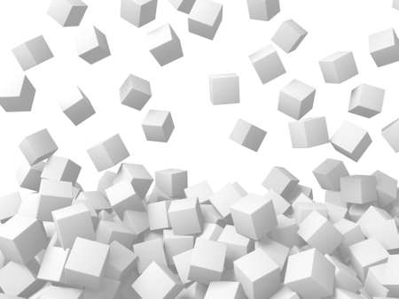 White cubes structure. Abstract futuristic background. 3d renderの写真素材