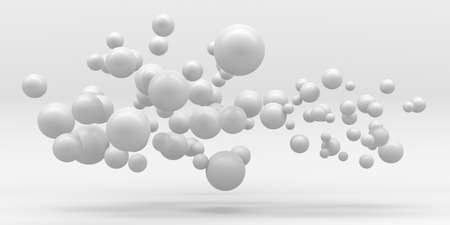 Abstract white many spheres design background. 3d renderの写真素材