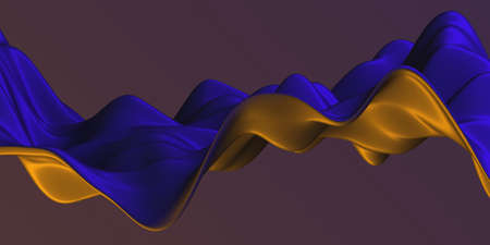 Colorful Liquid metallic wavy background. 3d render illustrationの写真素材