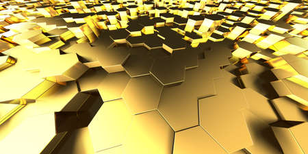 Luxury Golden Shiny Abstract Hexagon Background. 3d render