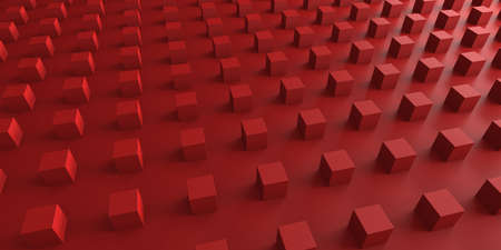 Red chaotic cubes structure. Abstract design background. 3d renderの写真素材