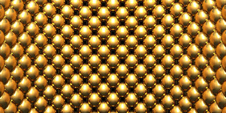 Golden polish spheres ballc design background. 3d render illustrationの写真素材