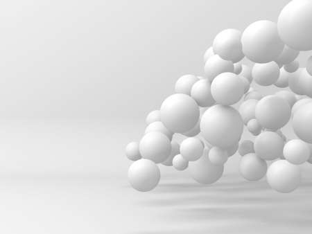 Abstract white many spheres design background. 3d render