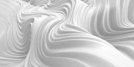 White abstract liquid wavy background. 3d render illustrationの写真素材