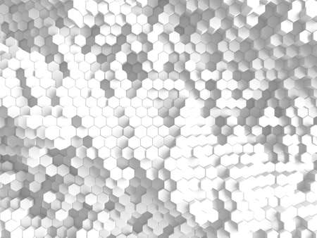Abstract white geometric hexagon background. 3d render illustration