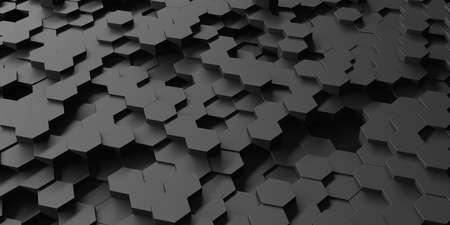 Futuristic technology concept. Hexagon shapes surface. 3d render illustration