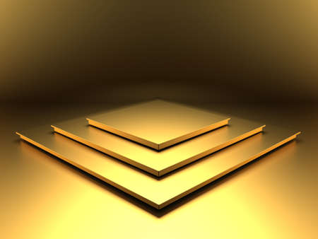Golden luxurious pedestal or blank podium. Beautiful elegant background. 3d render