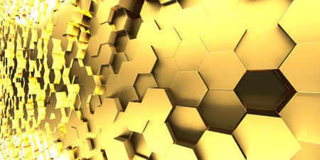 Luxury Golden Shiny Abstract Hexagon Background. 3d render