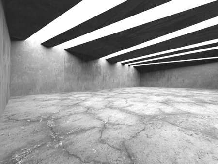 Dark Concrete Wall Architecture. Empty Room. 3d render illustrationの写真素材