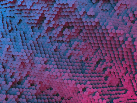Colorful hexagon blocks shine glossy abstract background. 3d render illustrationの写真素材