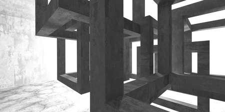 Dark Concrete Wall Architecture. Empty Room. 3d render illustration