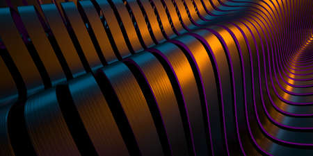 Colorful Liquid metallic wavy background. 3d render illustrationの写真素材