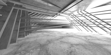 Abstract architecture interior background. Empty concrete room. 3d renderの写真素材