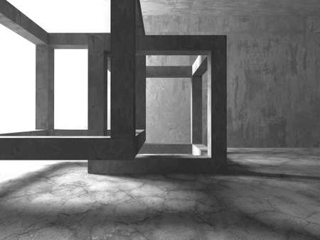 Abstract architecture background. Empty rough concrete interior. 3d renderの写真素材