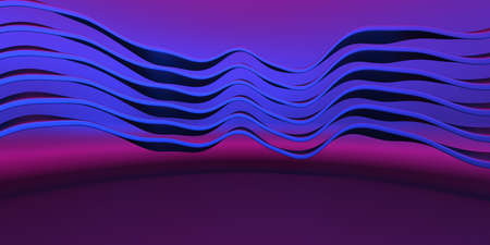 Colorful Liquid metallic wavy background. 3d render illustrationの写真素材