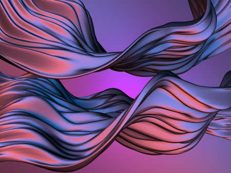 Colorful Liquid metallic wavy background. 3d render illustration