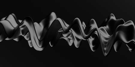 Metallic abstract wavy liquid background. 3d render illustration