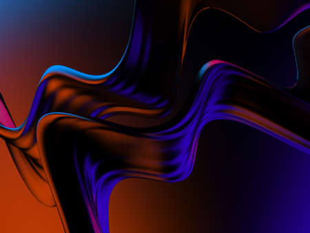 Colorful Liquid metallic wavy background. 3d render illustration