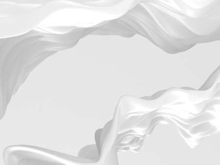 White abstract liquid wavy background. 3d render illustration