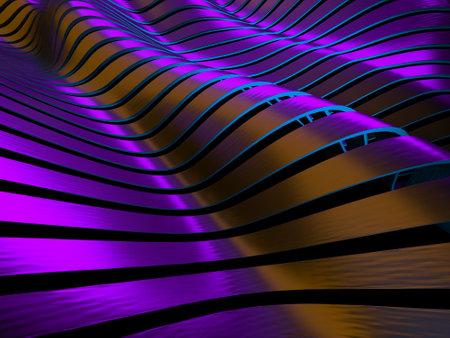 Colorful Liquid metallic wavy background. 3d render illustrationの写真素材