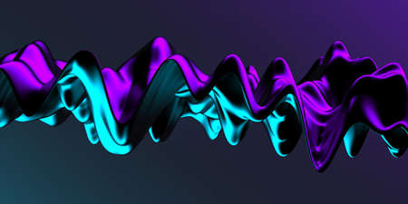Colorful Liquid metallic wavy background. 3d render illustrationの写真素材