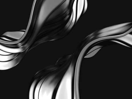 Metallic abstract wavy liquid background. 3d render illustration