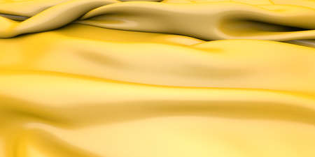 Golden silk elegant background. Texture of fabric. 3d render illustrationの写真素材