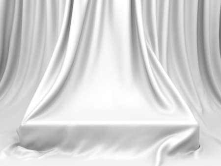 White background with a showcase blank podium. 3d render illustrationの写真素材