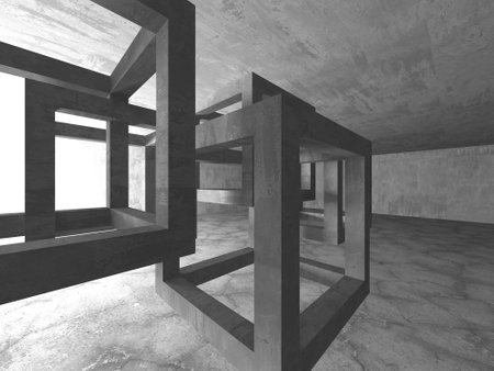 Abstract architecture interior background. Empty concrete room. 3d renderの写真素材