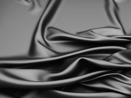 Abstract background luxury cloth. Smooth elegant black silk or satin texture. 3d render illustrationの写真素材
