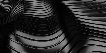 Metallic abstract wavy liquid background. 3d render illustrationの写真素材