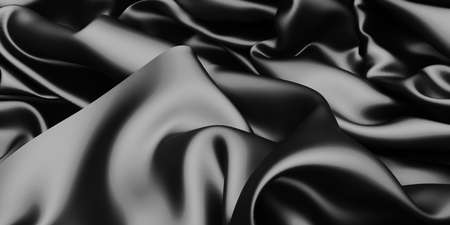 Abstract background luxury cloth waves. dark wavy soft wrinkled fabric. 3d render illustrationの写真素材