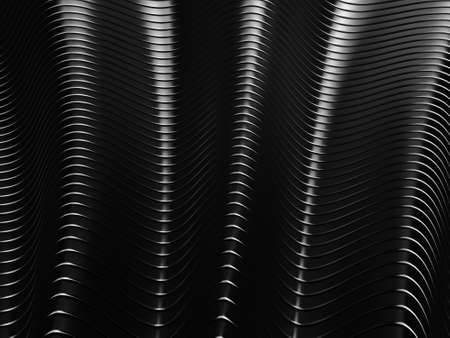 Metallic abstract wavy liquid background. 3d render illustration