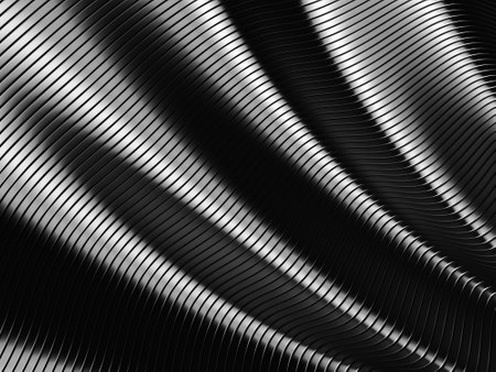 Metallic abstract wavy liquid background. 3d render illustration
