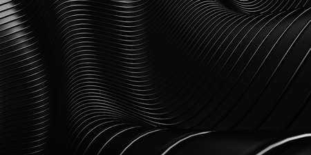 Metallic abstract wavy liquid background. 3d render illustration