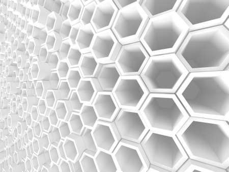 White Geometric Hexagon Abstract Background. 3d renderの写真素材