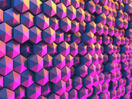 Hexagon Poligon Colorful Abstract futuristic Background. 3d render