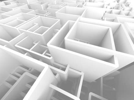 White cubes structure. Abstract futuristic background. 3d renderの写真素材