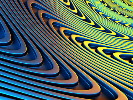 Colorful Liquid metallic wavy background. 3d render illustrationの写真素材