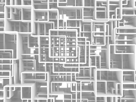 White cubes structure. Abstract futuristic background. 3d renderの写真素材