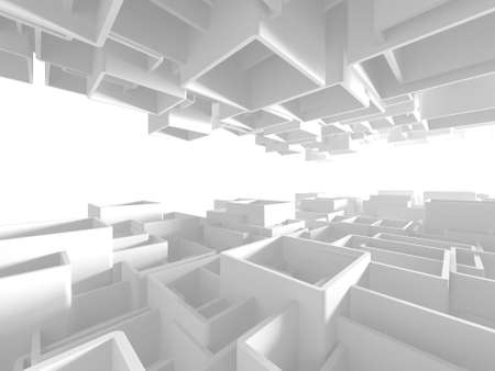 White cubes structure. Abstract futuristic background. 3d renderの写真素材