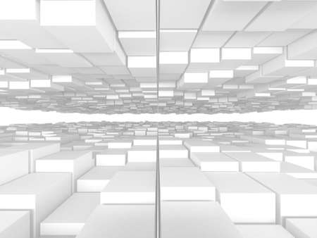 White cubes structure. Abstract futuristic background. 3d renderの写真素材