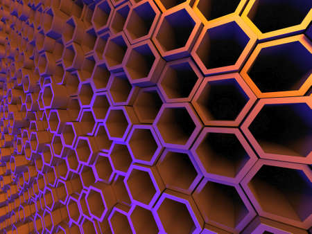 Hexagon Poligon Colorful Abstract futuristic Background. 3d render