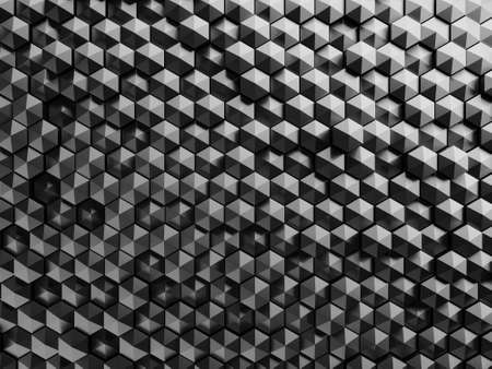 Chrome Metallic Hexagon Glossy Futuristic Background. 3d renderの写真素材