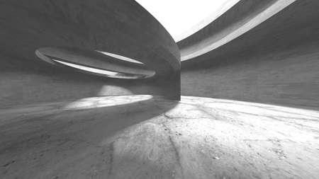 Dark Concrete Wall Architecture. Empty Room. 3d render illustrationの写真素材