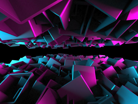 Colorful cubes blocks chaotic construction background. 3d renderの写真素材