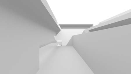 Illuminated corridor interior design. Empty Room Interior Background. 3D renderの写真素材