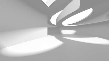 Illuminated corridor interior design. Empty Room Interior Background. 3D renderの写真素材