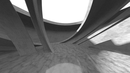 Dark Concrete Wall Architecture. Empty Room. 3d render illustrationの写真素材