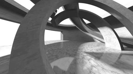 Dark Concrete Wall Architecture. Empty Room. 3d render illustrationの写真素材